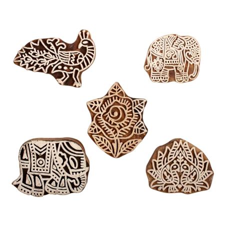 Set of 5 Piece New Mix Wooden Printing Block